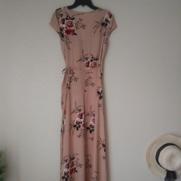 Livagirl light pink nude floral wrap dress size L - Picture 3 of 5